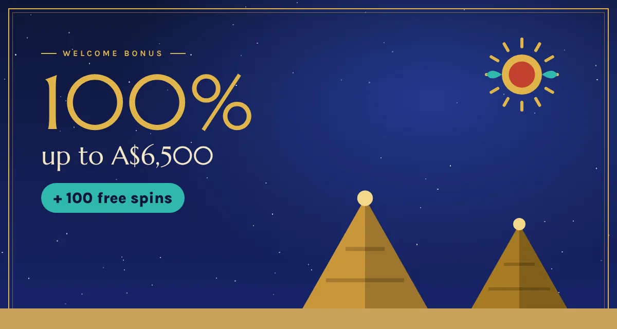 Welcome bonus 100% up to A$6,500 plus 100 free spins on Cleopatra slot machine